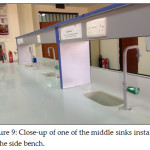 Figure 9: Close-up of one of the middle sinks installed in the side bench.